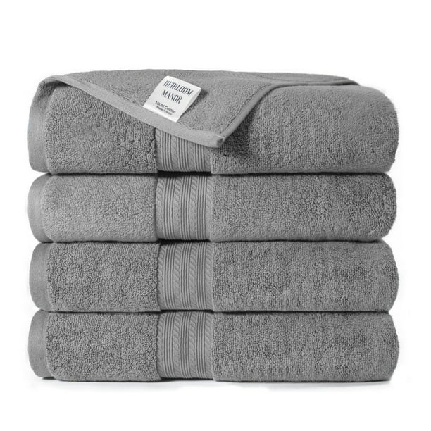 Heirloom Manor Jackson Squares Textured Set of 4 Bath Towels in Foam Green 